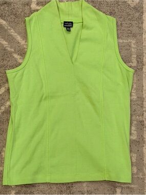 Rafaella Bright Lime Green V-Neck Sleeveless Tank